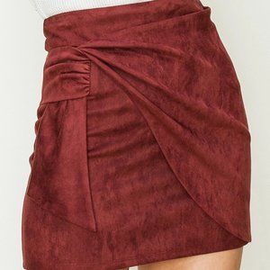 suede burgundy mini skirt
